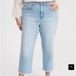torrid Light Blue High-Rise Cropped Straight Jeans